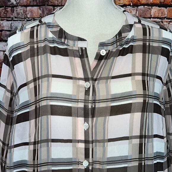Vince Camuto Sheer Plaid Button Down - Picture 2 of 6